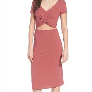 Twist front cutout midi dress